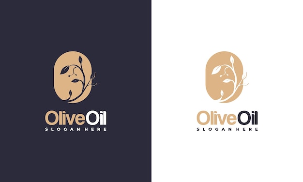 Dripping olive oil logo designs concept vector