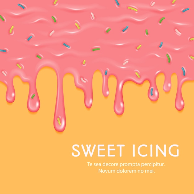 Vector dripping pink sweet donut glaze