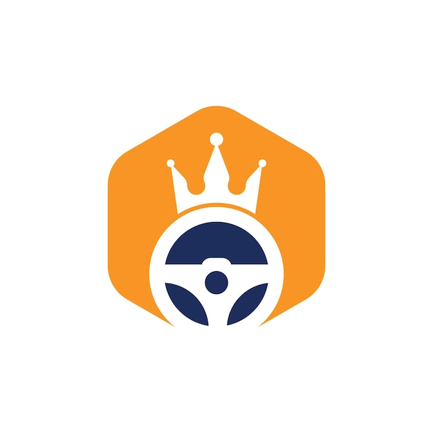 Drive king vector logo design Steering and crown icon