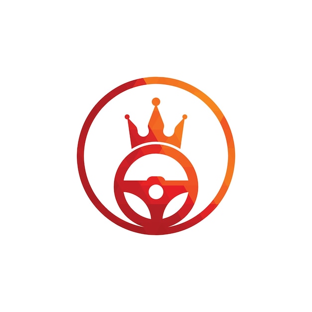 Дизайн логотипа короля вектора рулевого управления и икона короны