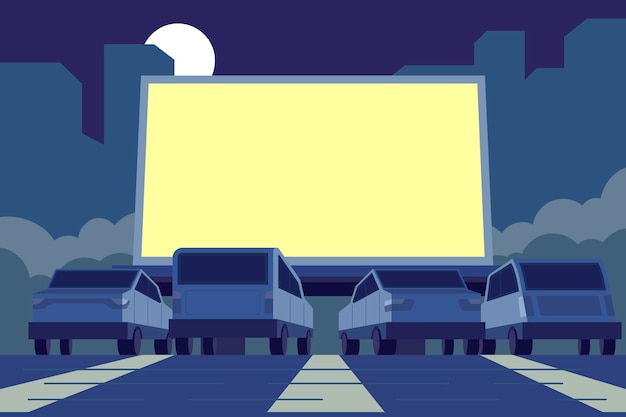 Vector drive-in movie theater illustration