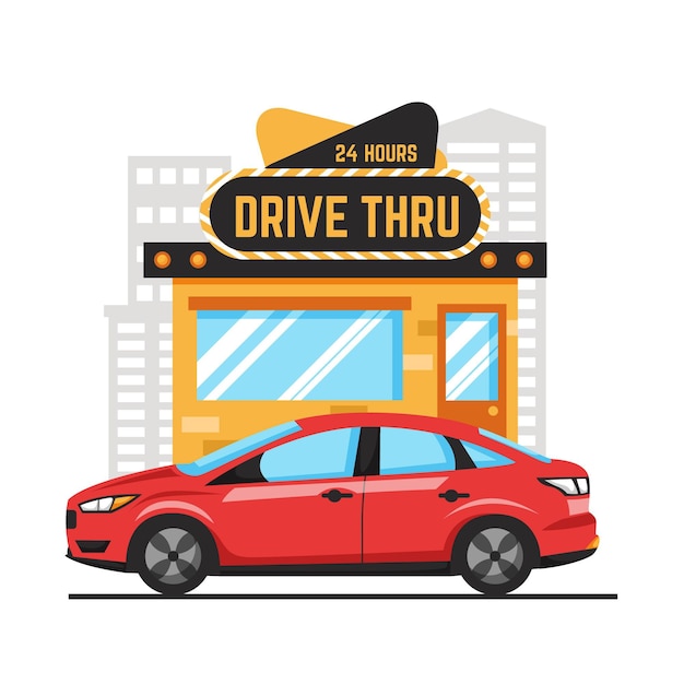 Vector drive thru sign illustrated