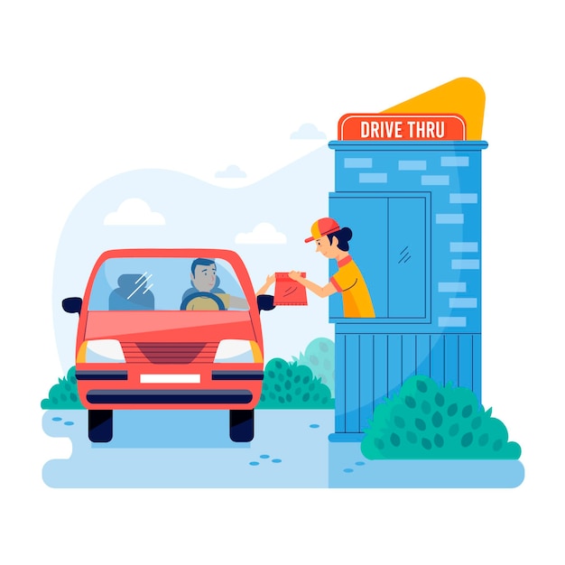 Drive thru window illustration