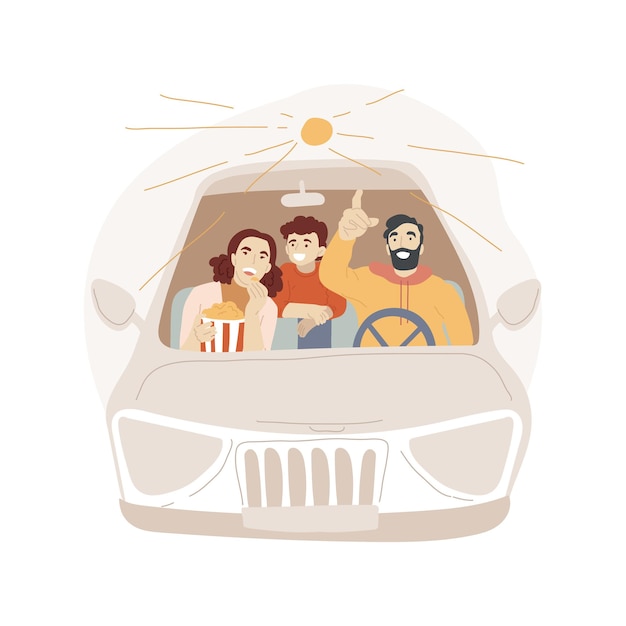 Drivein cinema isolated cartoon vector illustrations