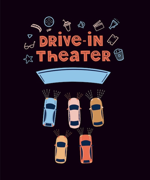 Drivein theater concetto di cinema all'aperto guardare film all'aperto