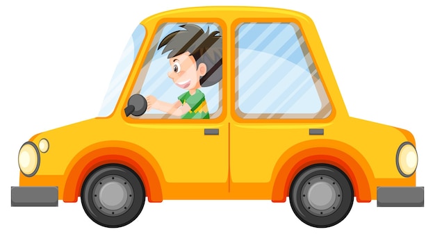 Driver boy in a car cartoon