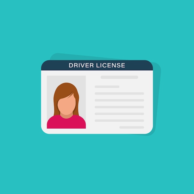 Driver license icon in flat style Id card vector illustration on isolated background Person document sign business concept