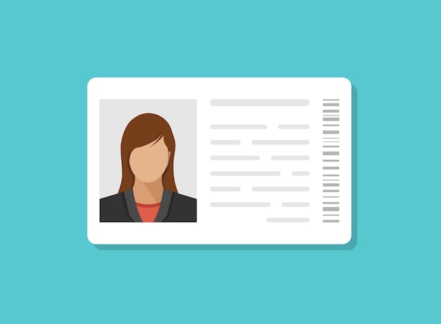 Driver license icon in flat style Identification document vector illustration on isolated background Profile card sign business concept