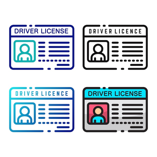 Driver lisence icon design in four variation color