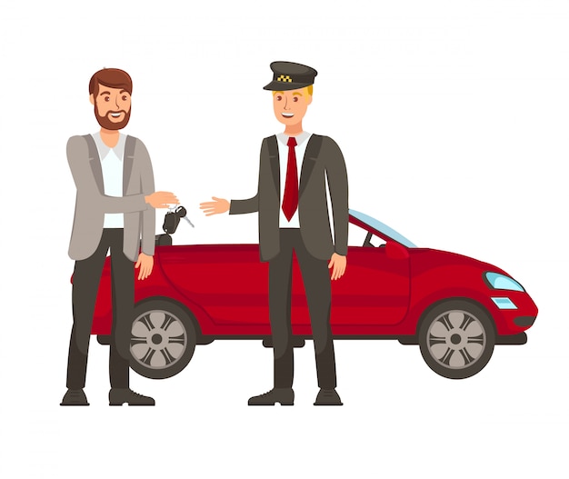 Driver and passenger flat vector illustration