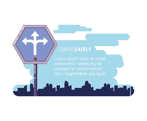 driver safely campaign label vector illustration design