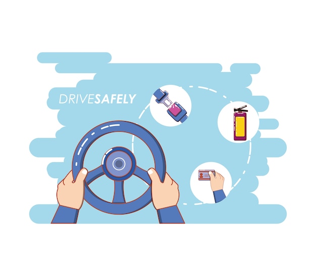 Driver safely campaign label vector illustration design