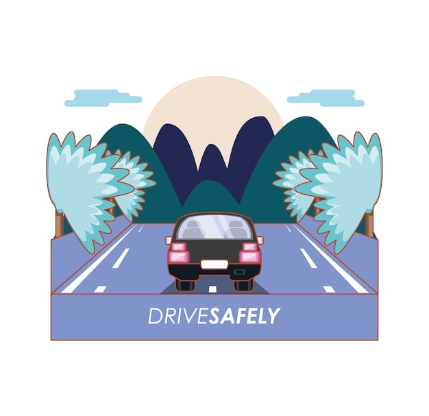 Vector driver safely campaign label vector illustration design