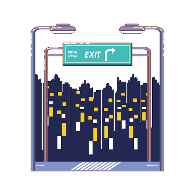 driver safely with exit signal vector illustration design