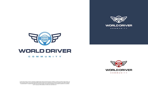 ドライバー・ワールド・ロゴ ステアリング・コンビニ アース・グッド・フォー・ドライバー コミュニティ・ロゴ