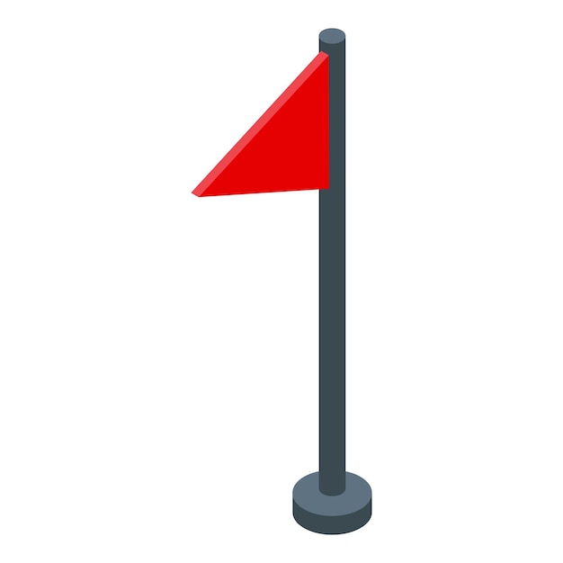 운전 학교 붉은 깃발 아이콘 흰색 배경에 고립 된 웹 디자인을 위한 운전 학교 붉은 깃발 벡터 아이콘의 아이소메트릭