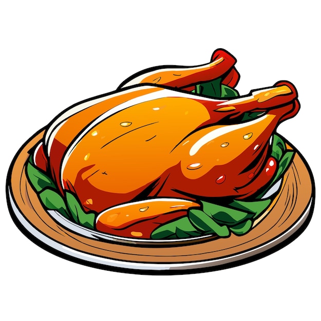 Vector droge kip pittige of gegrilde of geroosterde kip geserveerd in een plaat vector illustratie