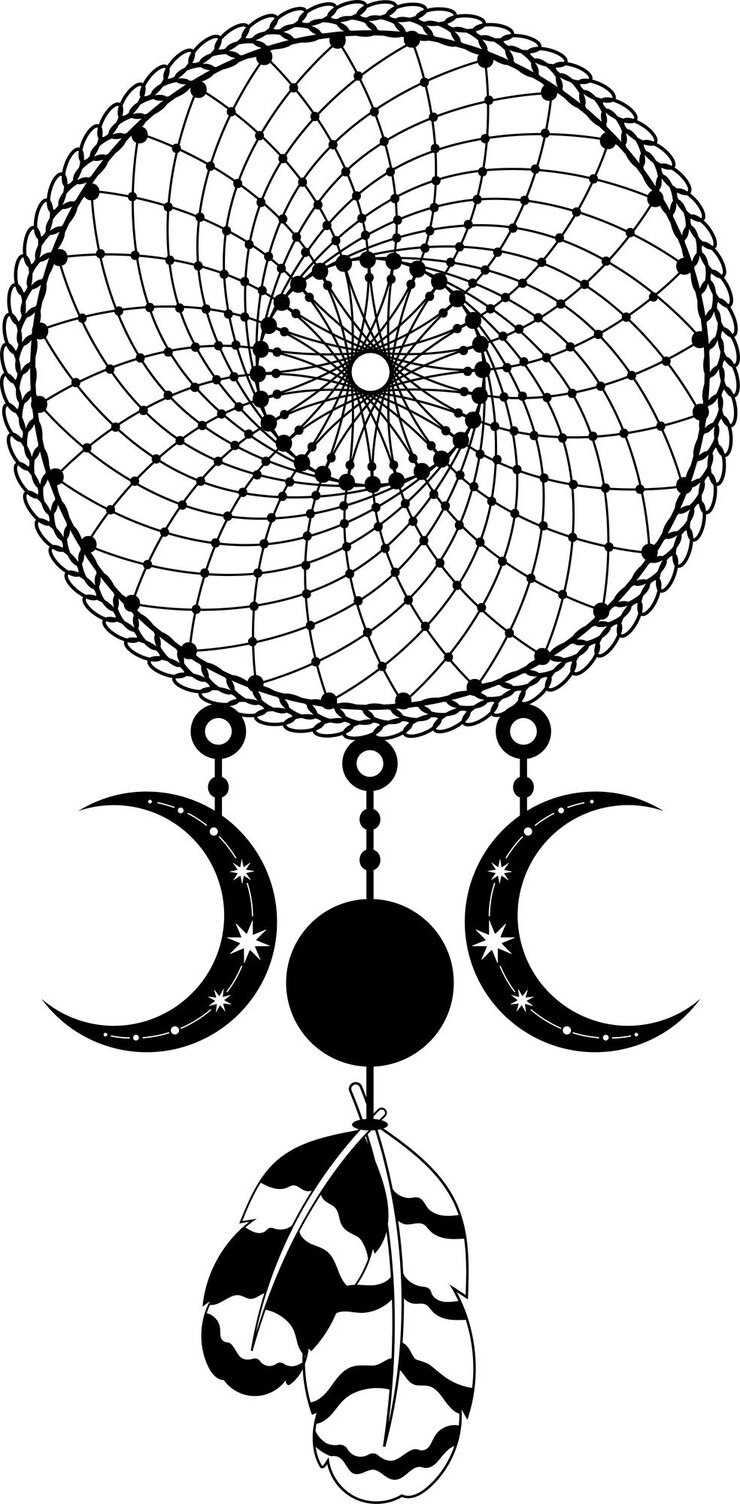 Dromenvanger Boho-stijl Magisch ritueel Dromen Vectorillustratie