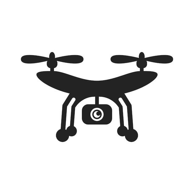 Dron with camera icon vector quadrupter sign simple