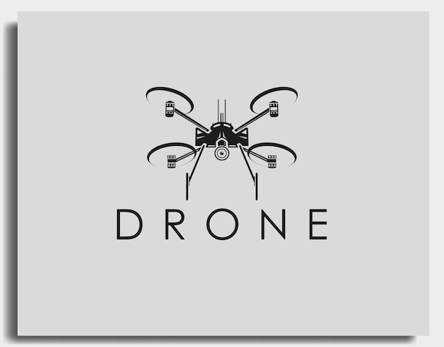 Vector drone aerial flight with lens camera logo design template vector