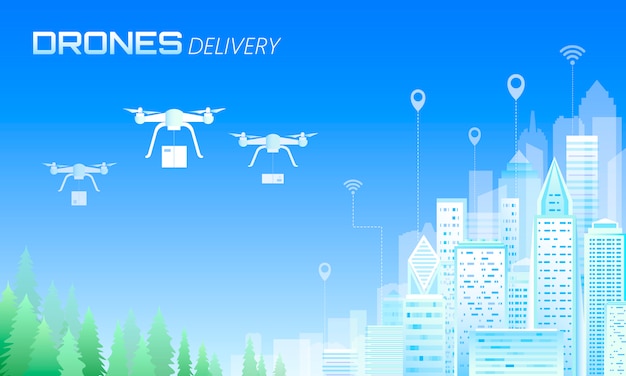 Drone box delivery ecology friendly city.