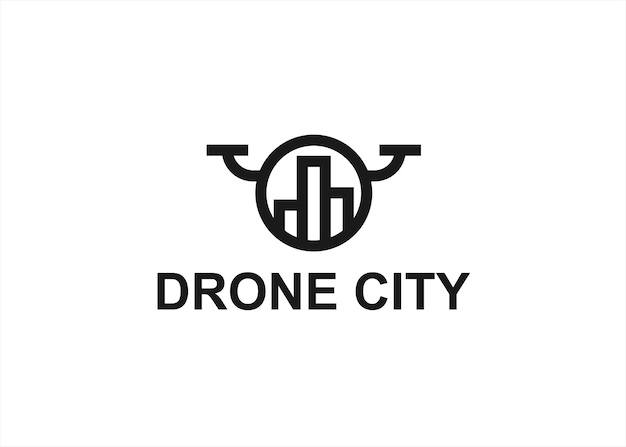 Illustrazione vettoriale del design del logo della città del drone