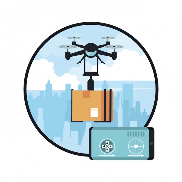 Drone consegna scatola in città