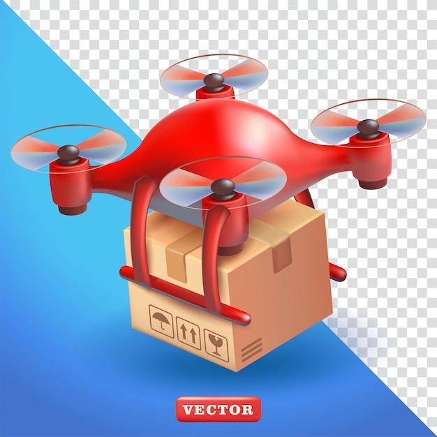 Drone delivering parcel boxes 3d vector Suitable for business and element design