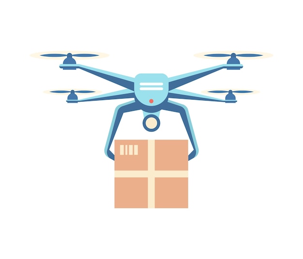 Drone delivers cargo quadrocopter carries box to buyer innovative delivery service tool