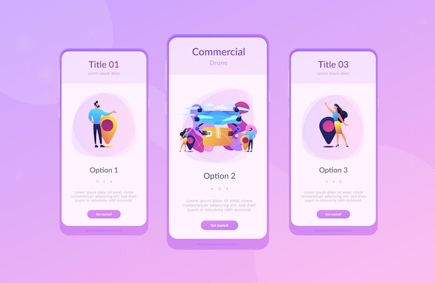 Drone delivery app interface template.