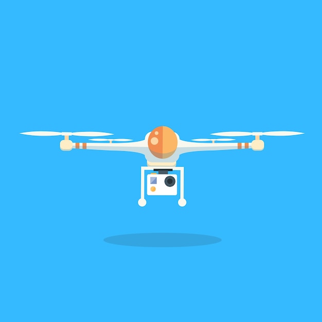 Drone Flying Air Quadrocopter Cartoon Isolated Logo Icon