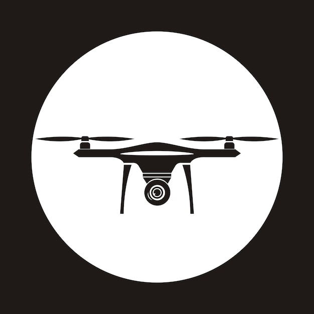 Drone icon in circle copter with camera aerial footage vector illustration