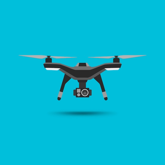 Drone icon. Copter or quadcopter with camera modern design.