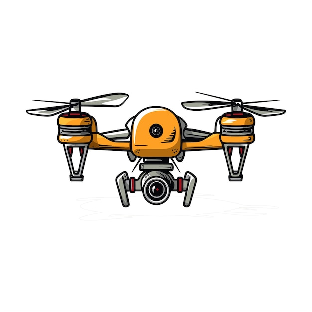 drone icon logo template of flying drone with action camera vector illustration