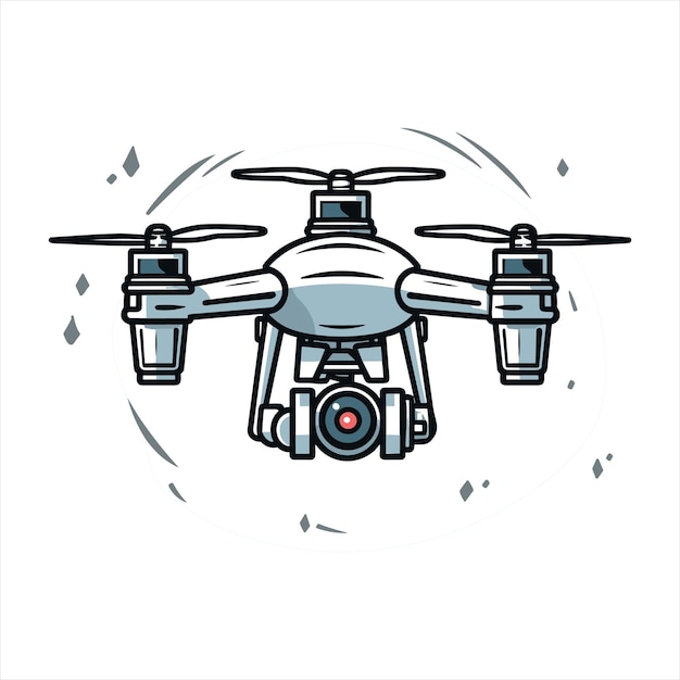 drone icon logo template of flying drone with action camera vector illustration