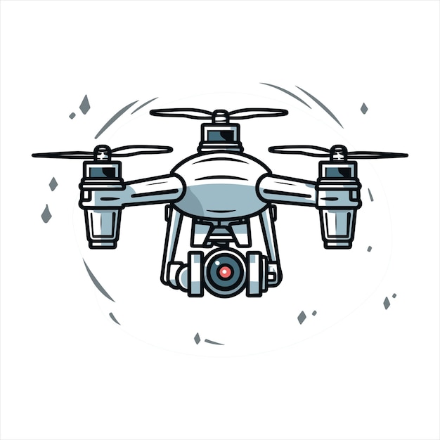 Vector drone icon logo template of flying drone with action camera vector illustration