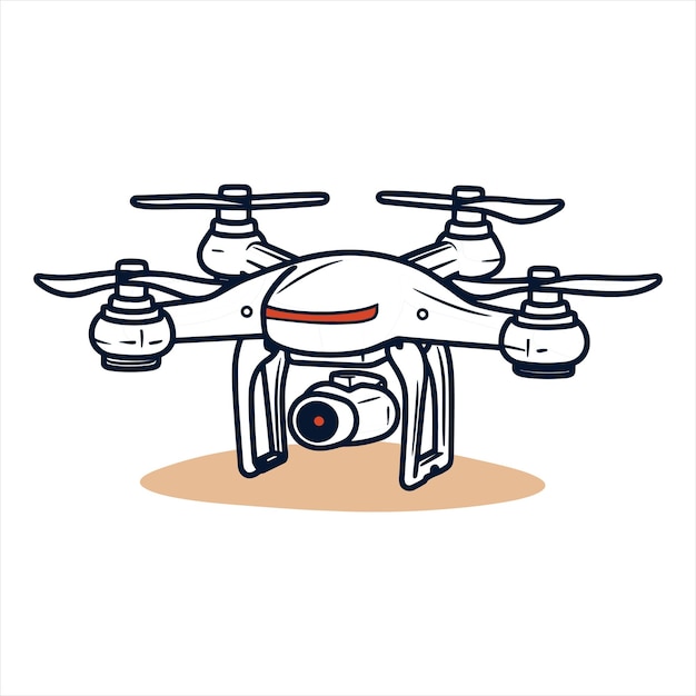 Vector drone icon logo template of flying drone with action camera vector illustration