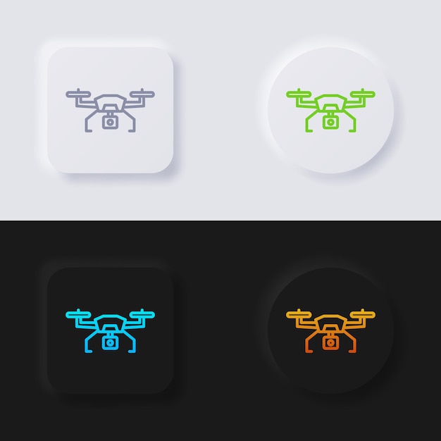 drone icon set multicolor neumorphism button soft ui design for web design application ui and more button vector