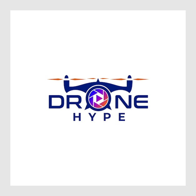 Drone Logo Design Vector Template, Colorful Lens Camera