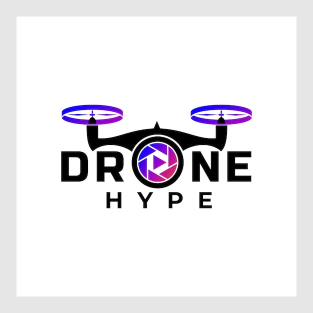 Drone Logo Design Vector Template, Colorful Lens Camera