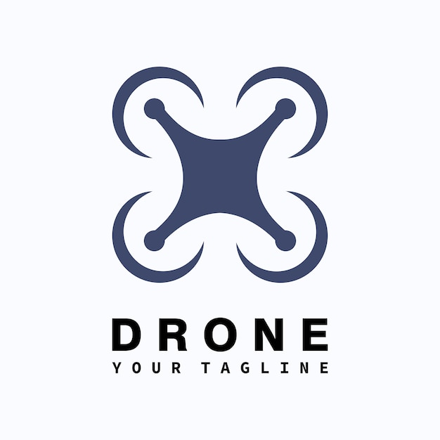 Vector drone logominimalist flying drone logo with perspective view from below flat design logo template vector illustration
