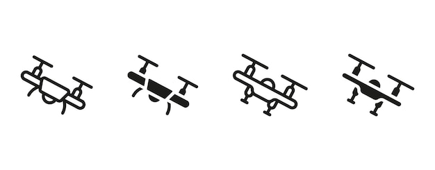 Drone-pictogram ingesteld. quadrocopter vector iconen. quadcopter-symbolen