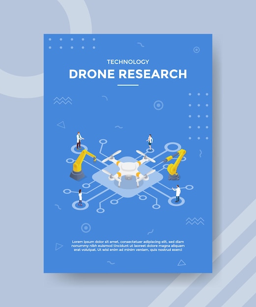 Vector drone research technology concept for template banner and flyer with isometric style vector