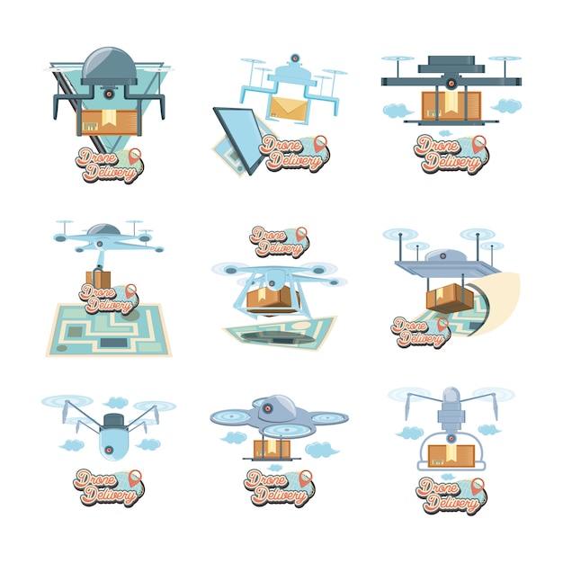 Drone service set pictogrammen pictogram vector ilustration