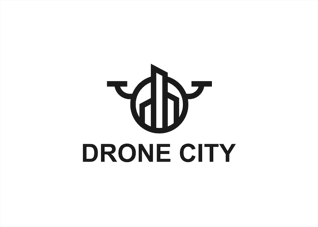 drone stad logo ontwerp vectorillustratie