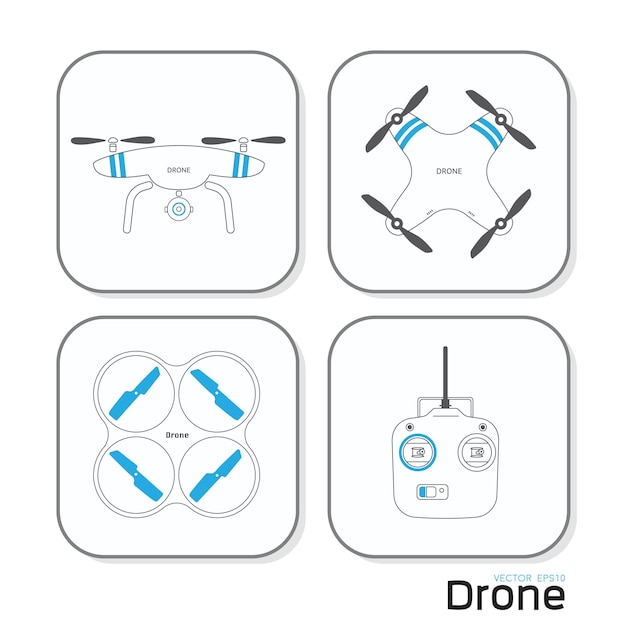 Drone vector icon set on white background