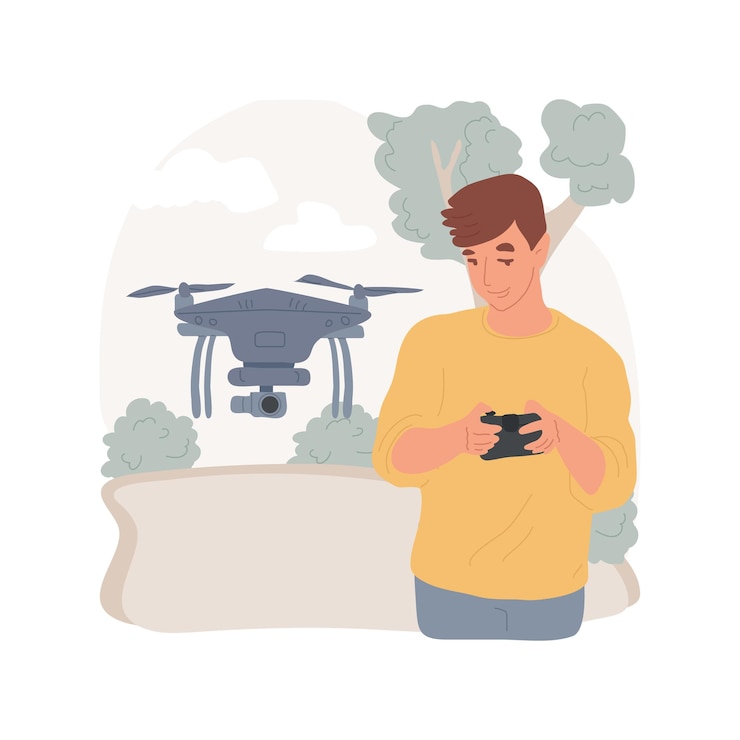 Vector drone videography isolated cartoon vector illustration