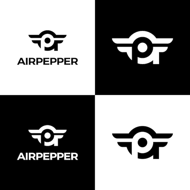 Drone con lettera iniziale ap o pa logo design ispirazione