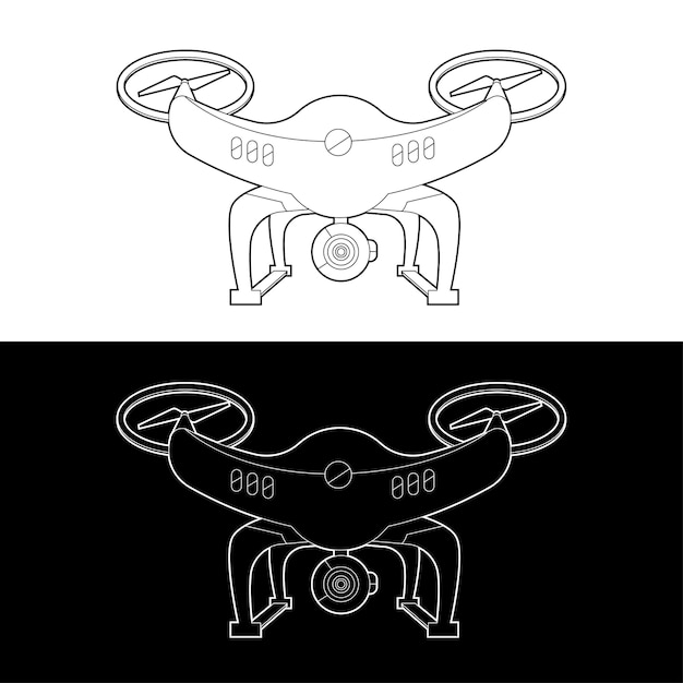 Vector drones icon set. graphic drones black and white outline outline stroke illustrate