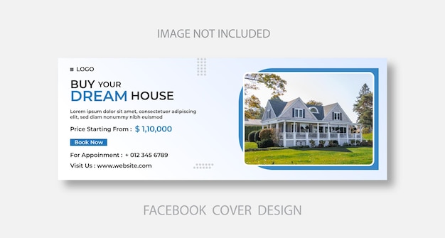 Droomhuis koop fb cover vector ontwerpsjabloon